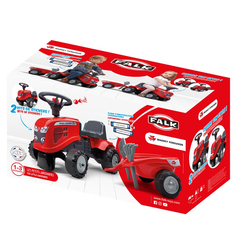 Baby Massey Ferguson Ride-on Tractor With Trailer, Rake & Shovel