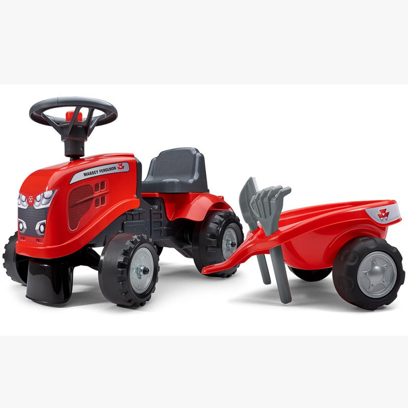 Baby Massey Ferguson Ride-on Tractor With Trailer, Rake & Shovel