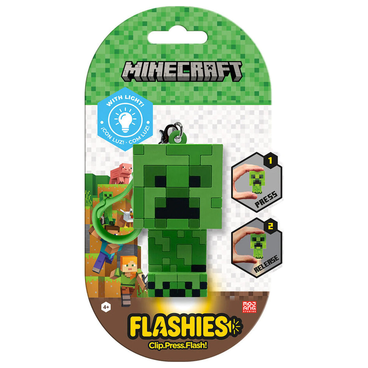 3D Minecraft Figure keychain with LED Flashlight