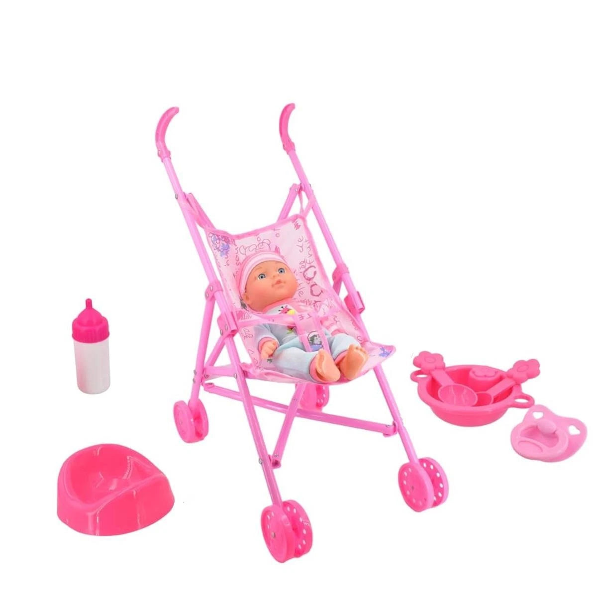 Lullabye 26cm Talking Doll With Stroller