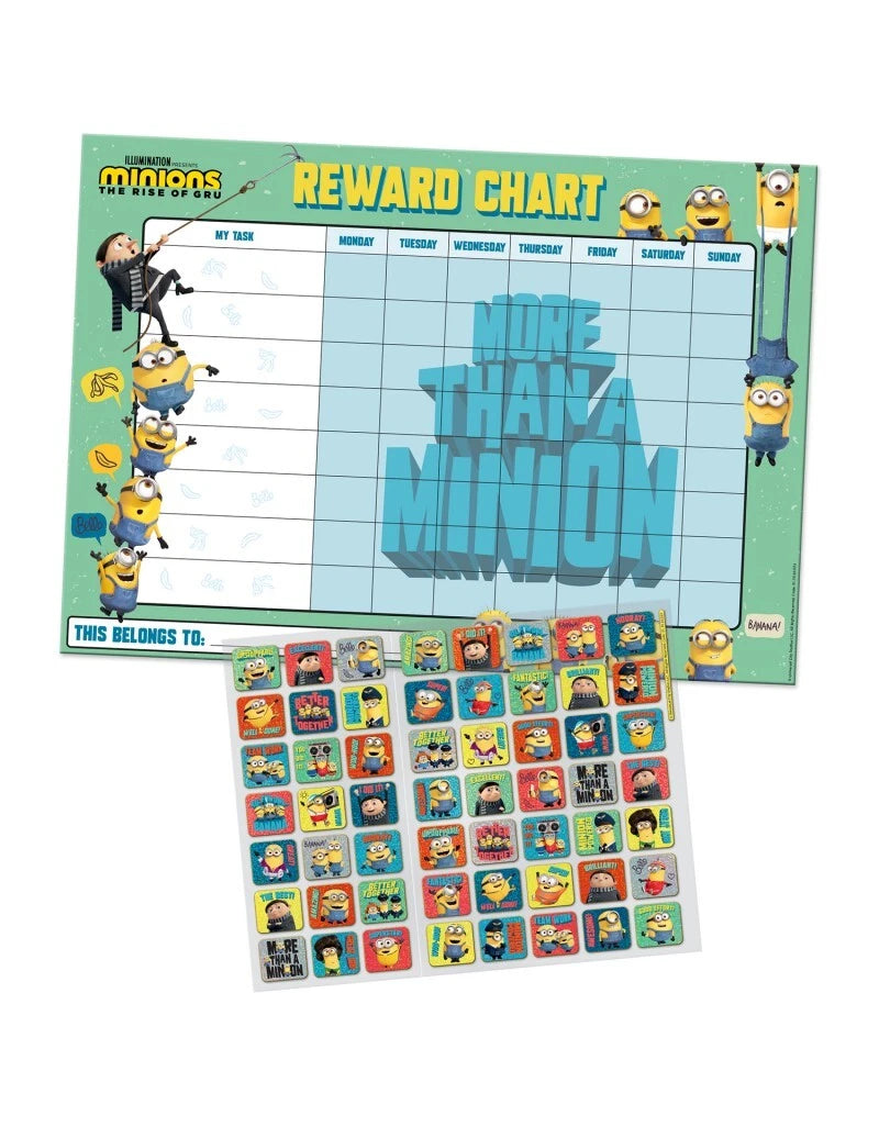 Minions The Rise of Gru Reward Chart & Stickers