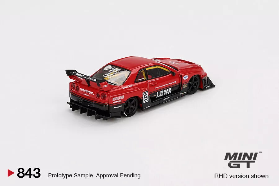 Mini GT Nissan LB-ER34 Super Silhouette Skyline Red/Black 1:64 Scale Die Cast Model