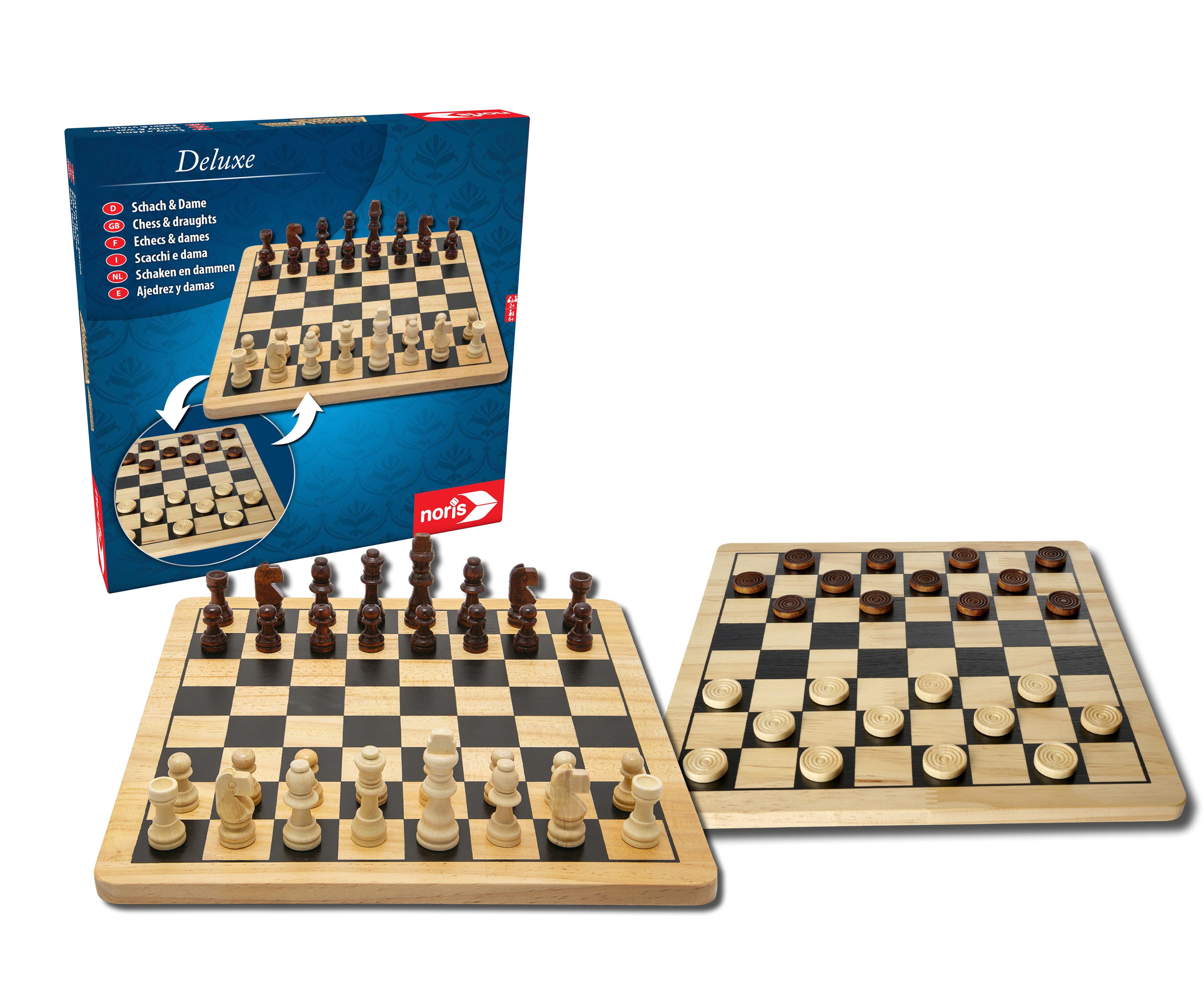 Delux Wooden Chess & Draughts Set