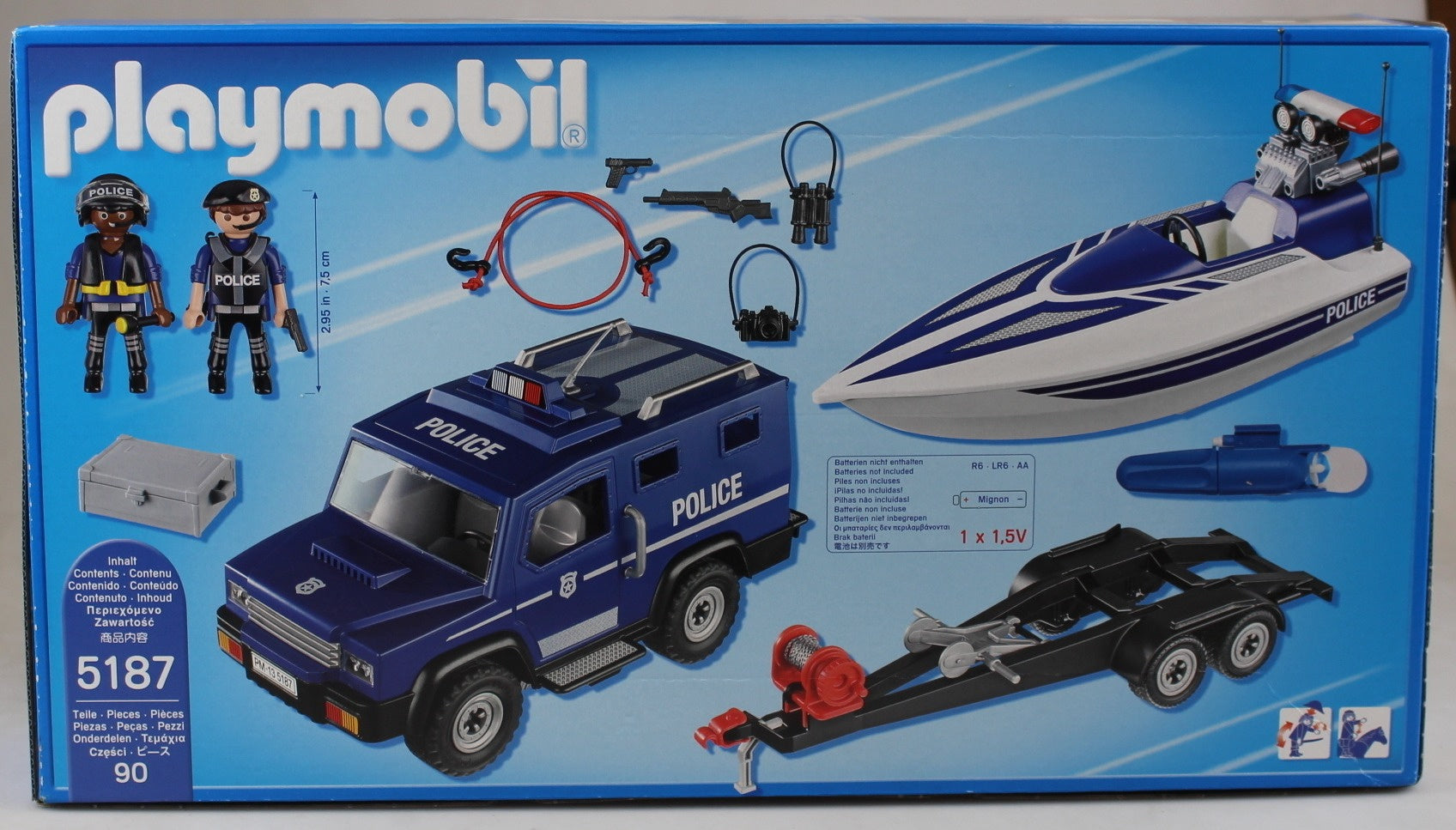 playmobil police truck with speedboat