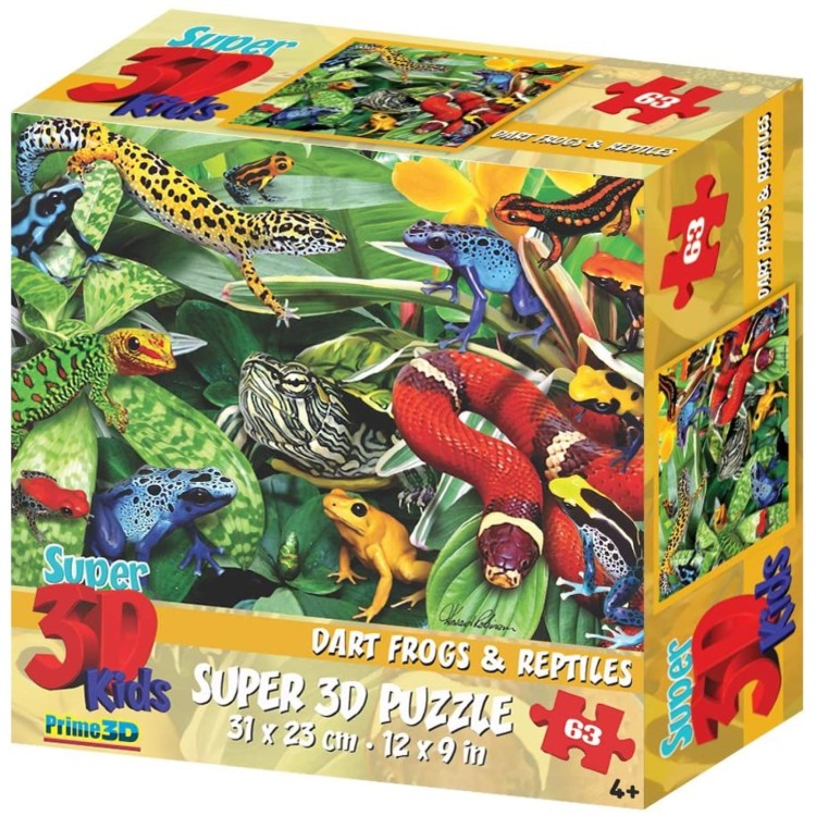Dart Frog & Reptiles 63 Piece 3D Jigsaw Puzzle