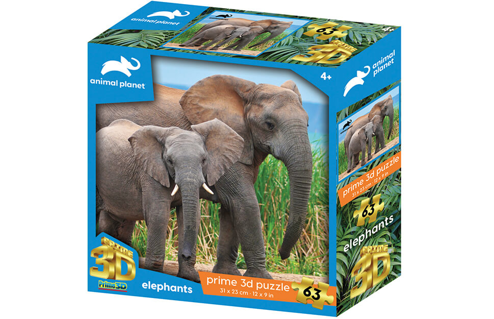 Elephants 63 Piece 3D Jigsaw Puzzle