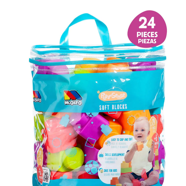 Toy Blocks Molto Blocks Molto Train Blocks 28 Pieces Multicolor Kidinn