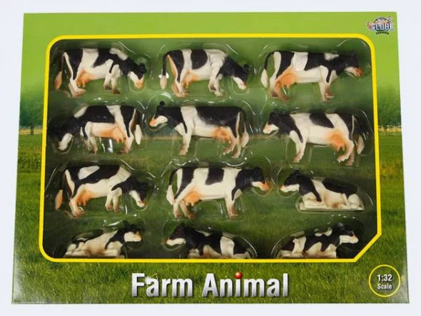 Pack Of 12 Lying & Standing Cows 1:32