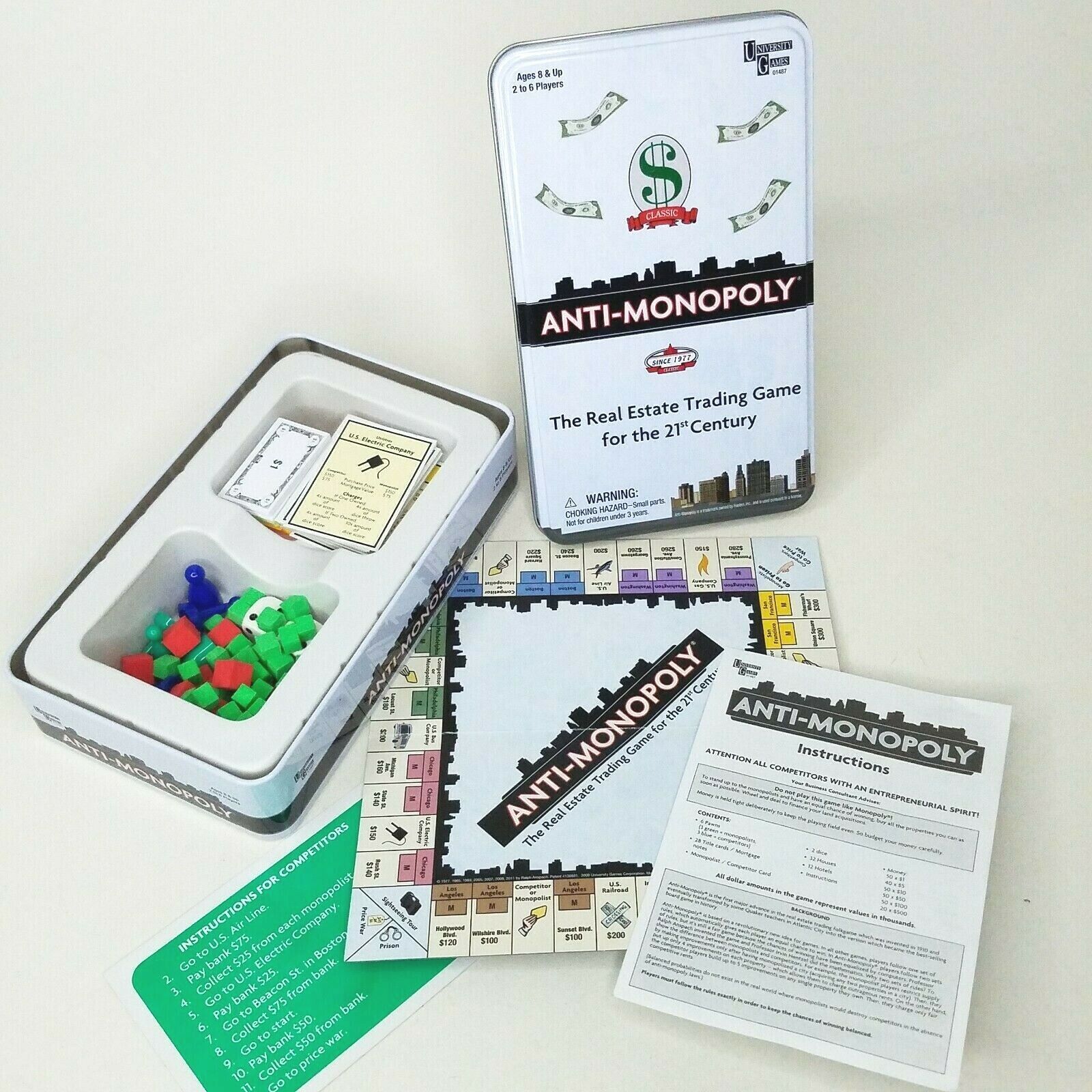 Anti-Monopoly Real Estate Game tin