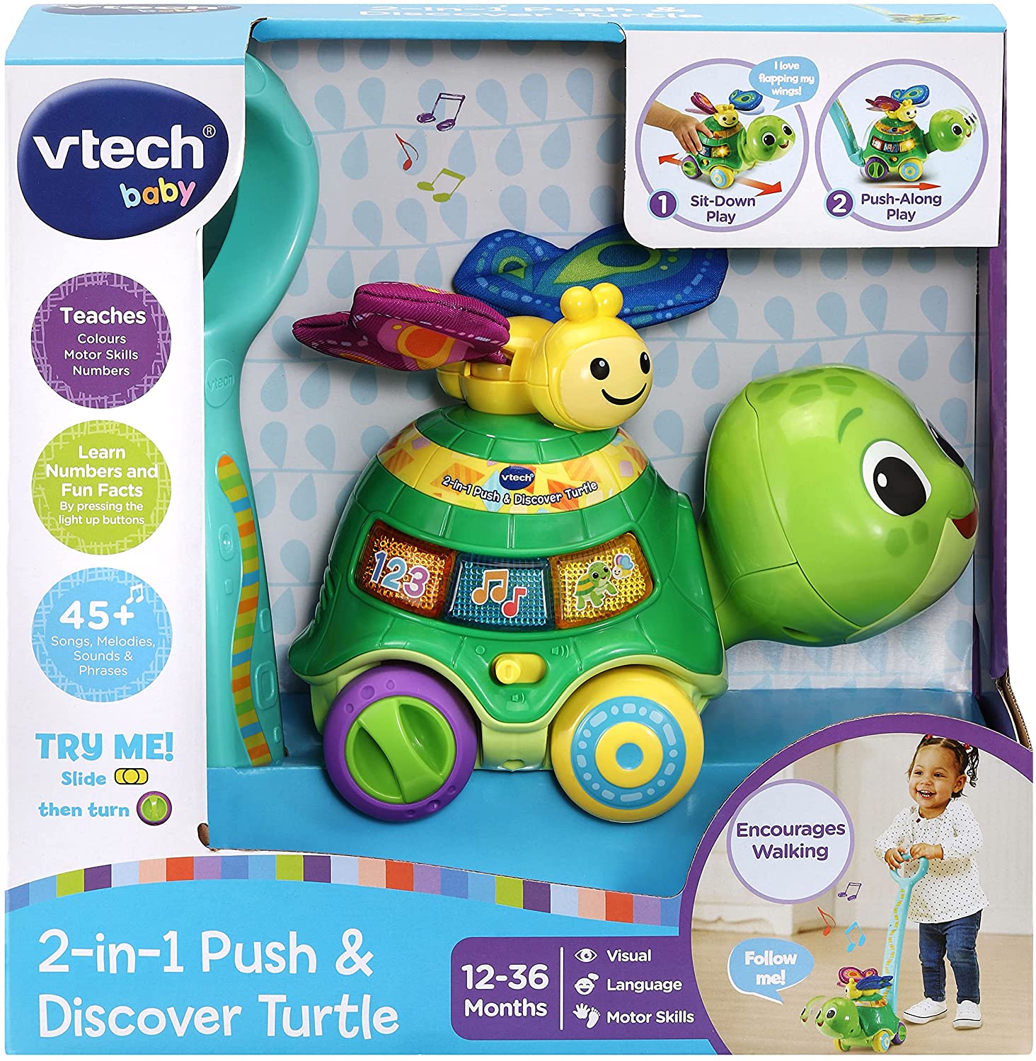 VTech 2 in 1 Push & Discover Turtle