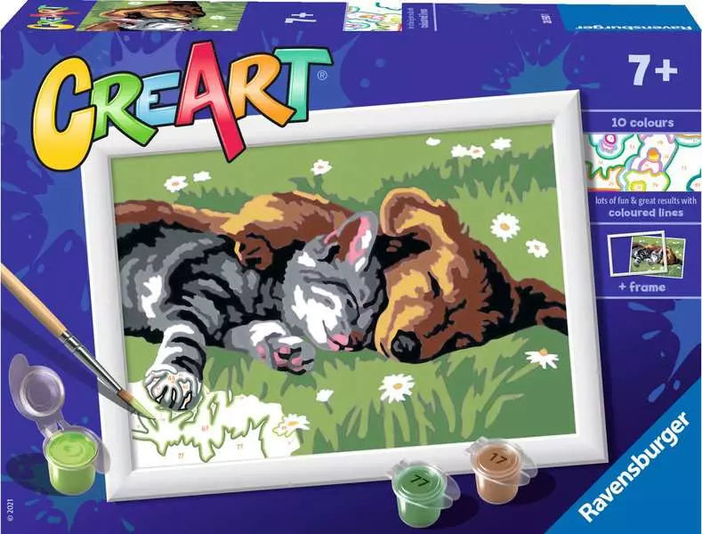 CreArt Paint by Numbers - Sleeping Cats and Dogs