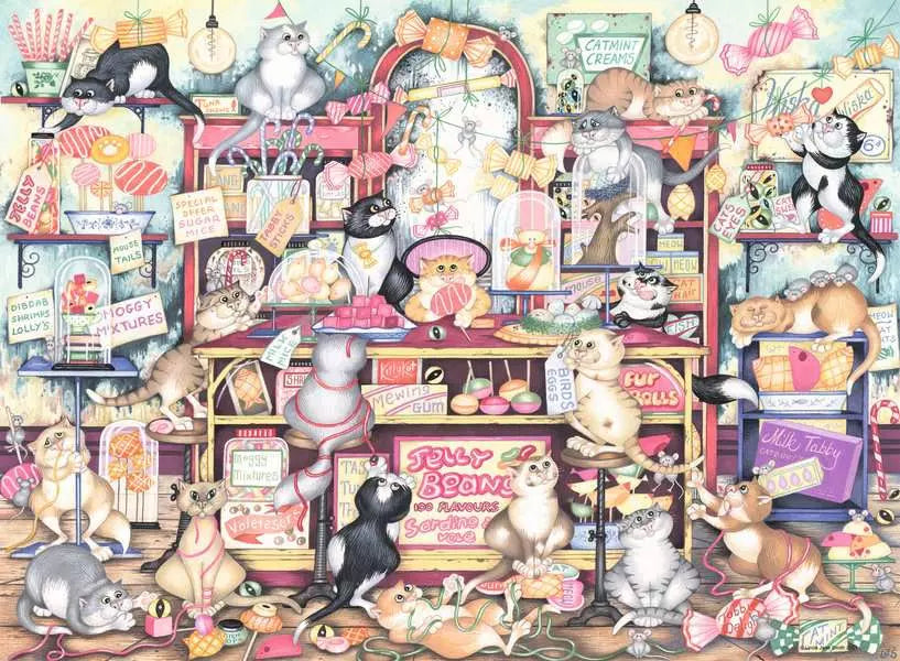 Crazy Cats Sweet Shop 500 Piece Jigsaw