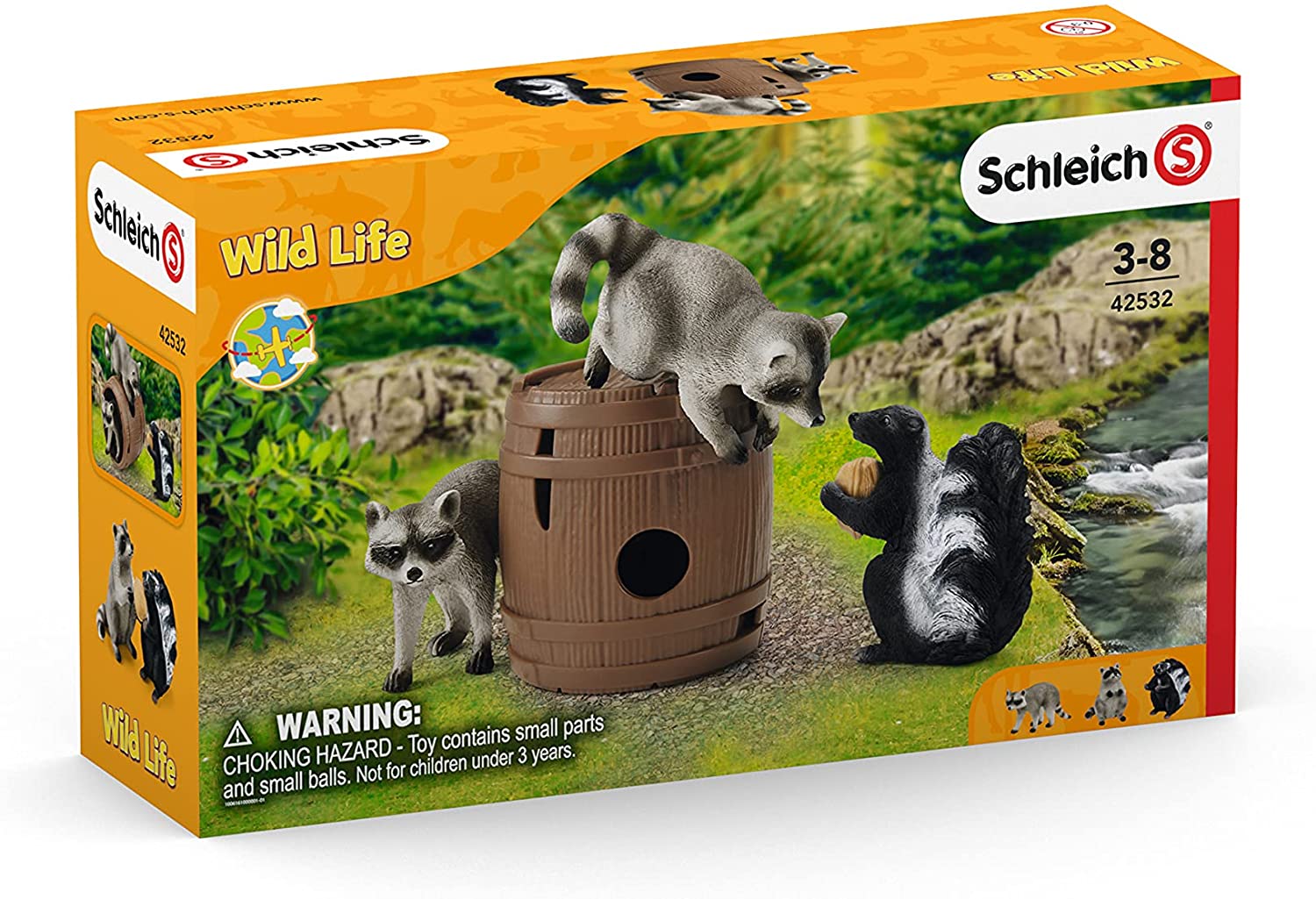 Schleich Hunt for the Nut Raccoon & Skunk Set