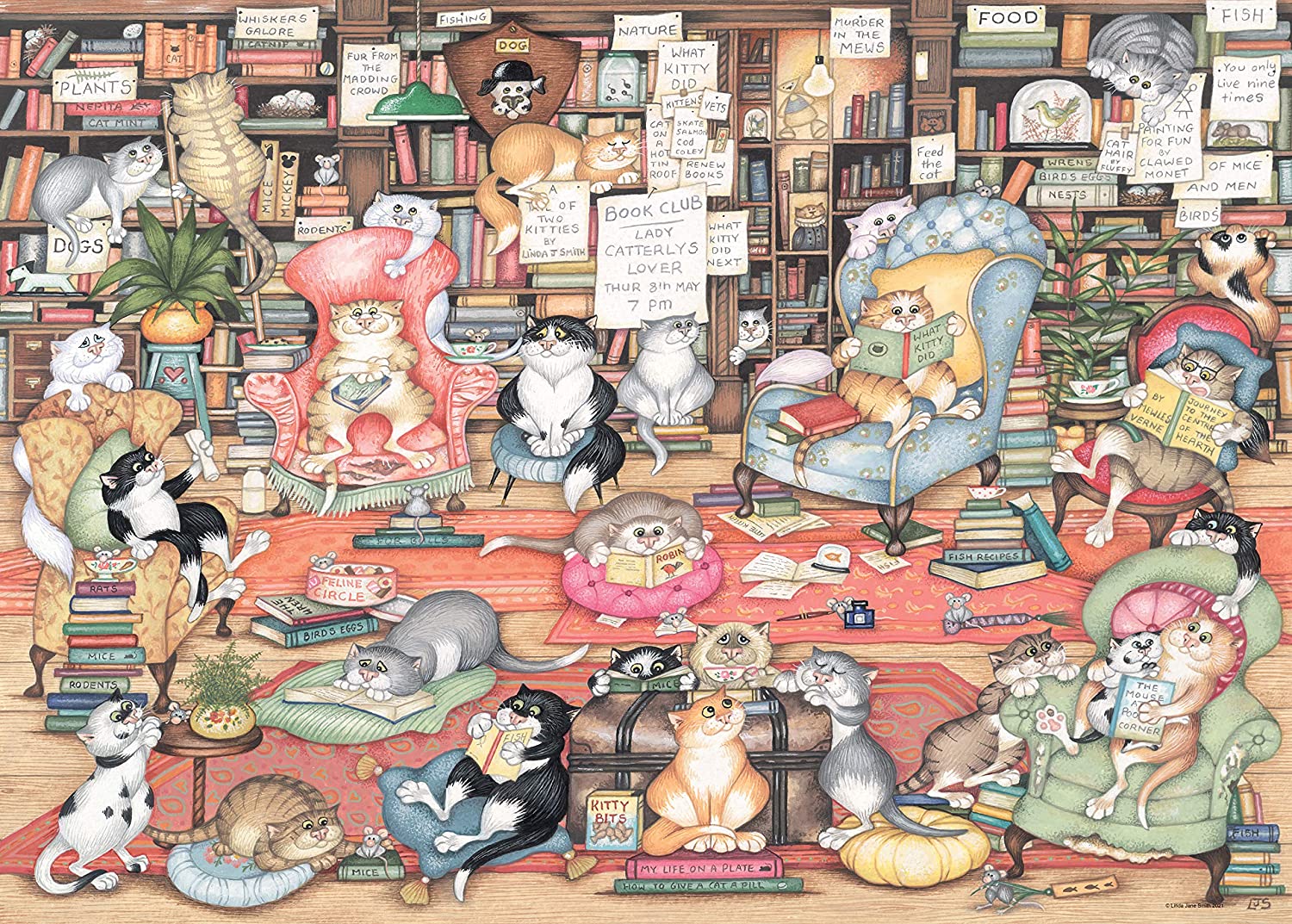 Crazy Cats Bookclub 1000 Piece Jigsaw Puzzle