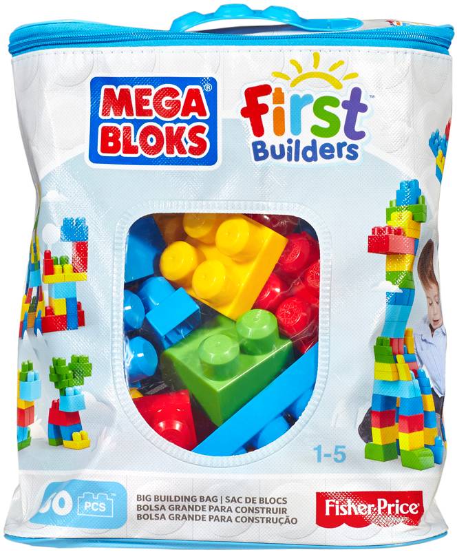 Mega Bloks Big Building Bag 60 Piece Blue