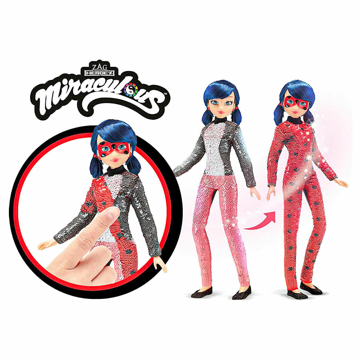 Miraculous Marinette to Ladybug Sequins Doll