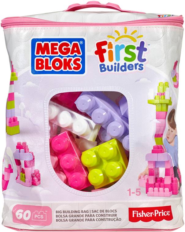 Mega Bloks Big Building Bag 60 Piece Pink