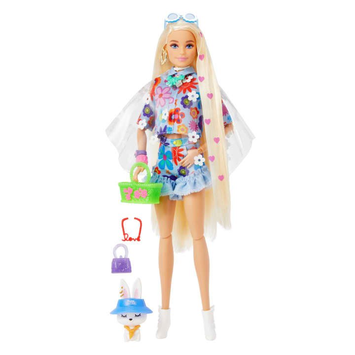 Barbie Extra Doll 12 in Flower Power Poncho