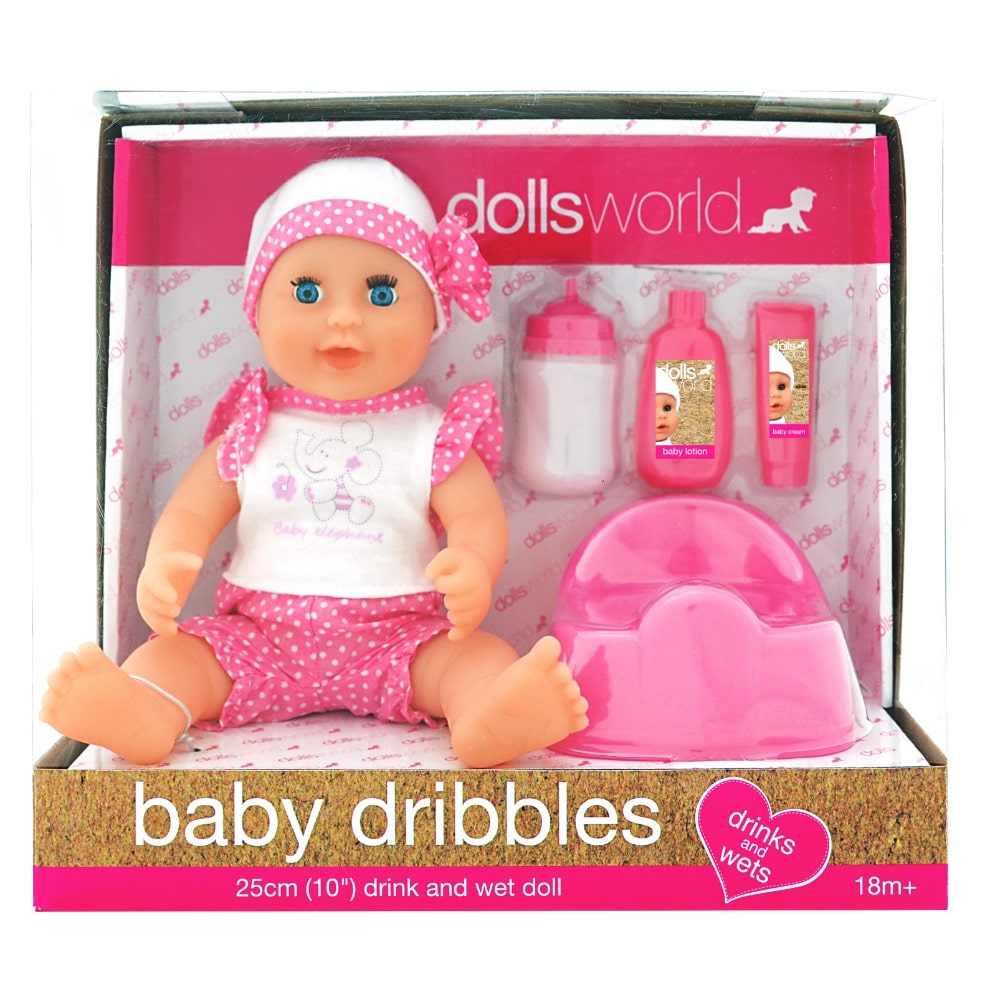 Dolls World Baby Dribbles 10In Gift
