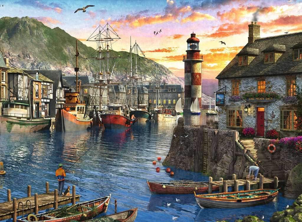 Sunrise At The Port 500 Piece Jigsaw Puzzle